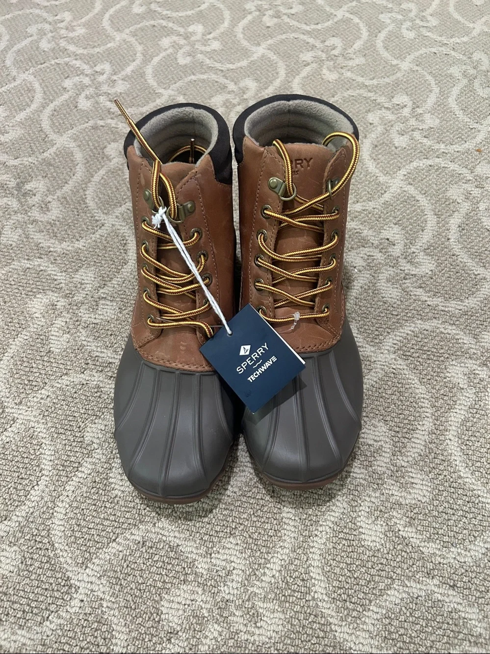 Sperry men’s Avenue Duck Boots Tan Brown Leather Rain Mud Waterproof  Size 7 NWT